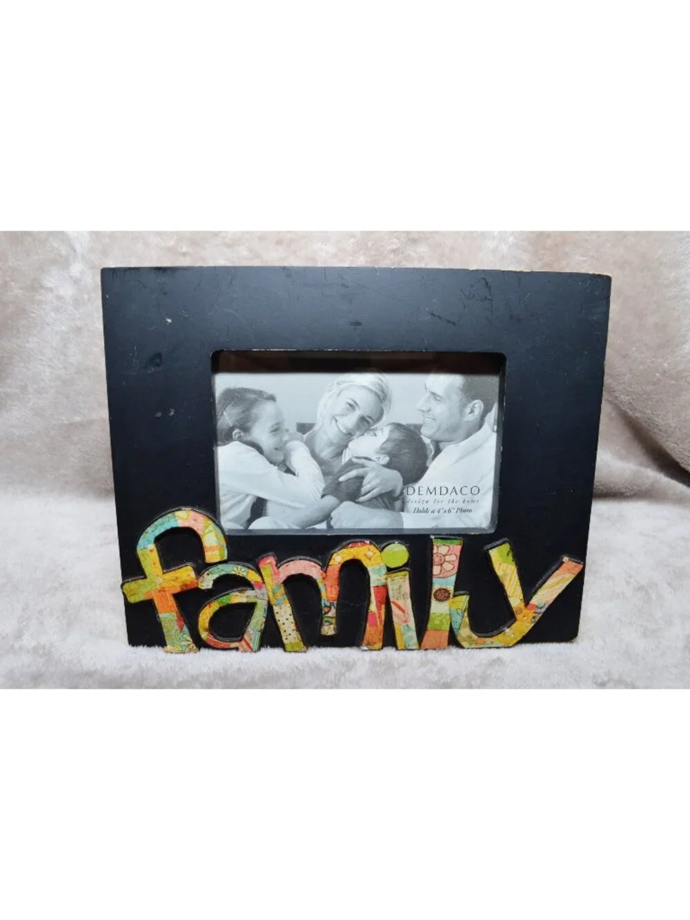 Demdaco Family Wooden Photo Picture Frame Whimsical Boho Colorful Folk Art